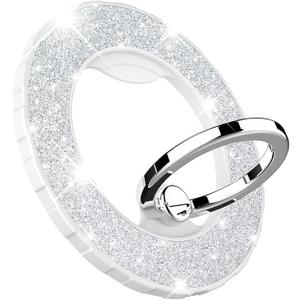 DATIMIRA Magnetic Phone Ring Holder for MagSafe, Glitter Magnetic Grip Compatible with iPhone 17 16 15 14 13 12 Pro Max,Pro,Plus,Mini, Pixel 10 Series Mag Safe Accessories,Adjustable Kickstand,Silver