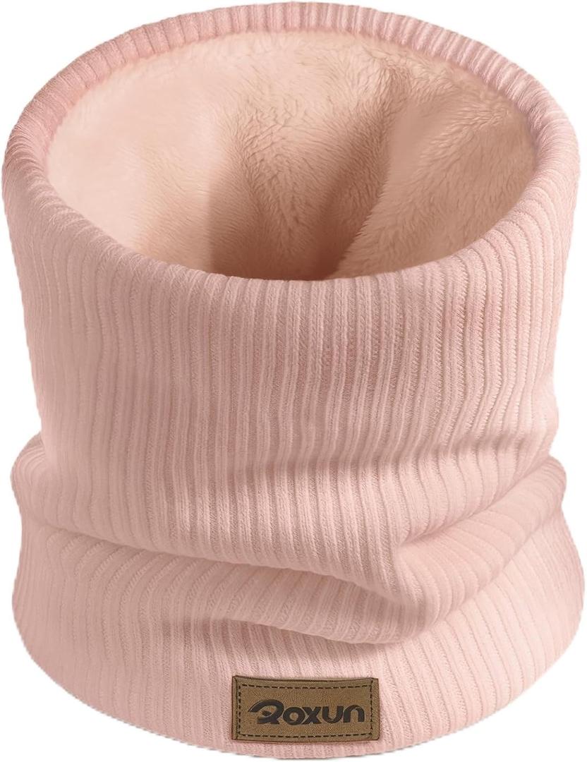 ROXUN Winter Neck Gaiter, Neck Warmer Cover Ski Gaiters for Men/Women | Soft Thick Fleece; Gentle on Skin; Stretchy Fit; Multi-function; Elegant Chic Look; Multi-color Options (Pink)