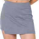 ODODOS Modal Soft Wrap Mini Skorts with Pocket for Women High Waist Asymmetrical Hem Relaxed Shorts, Purple Gray, Medium (M)