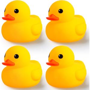 Vinsot 4 Pcs 7 Inches Large Yellow Rubber Ducks Large Bath Squeak Duck Float Bath Toy for Birthday Party Favors Gift Summer Beach Pool Baby Shower Activity Carnival Game Party Decoration