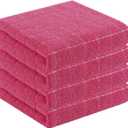 Homaxy 100% Cotton Terry Kitchen Towels(Rose Red, 13 x 28 inches), Checkered Designed, Soft and Super Absorbent Dish Towels, 4 Pack