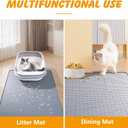 Silicone Cat Litter Mat, 34x22 in Waterproof Litter Box Mat Cats Feeding Mats with Raised Edges, Quick Clean Desig (Grey)