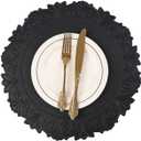 Noctiflorous Round Faux Leather 15 Inch Placemats Set of 6 Waterproof Wipeable Heat Resistant Tablemat for Dining Table Kitchen Non Slip Washable Oilproof Table Place Mat for Indoor Outdoor(Black, 6)