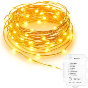 koopower 4 Pack 50 LEDs Outdoor String Lights, Auto On/Off Battery Operated Fairy Lights 8 Mode Waterproof Copper Wire Lights for Bedroom, Garden, Halloween, Christmas, Wedding Decoration
