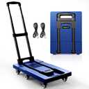 Voipvvii Folding Hand Truck 500lbs, Portable Heavy Duty Dolly Cart, 6 Wheels Collapsible Luggage Cart with 2 Elastic Ropes  Compact Trolley Cart for Easy Moving  Ideal Hand Cart for Travel and More