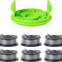 Greenworks 0.065" Single Line Auto-Feed String Trimmer Spools (6-Pack) + Replacement Spool Cover
