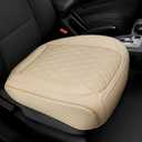 1 Pack Leather Front Car Seat Cover Bottom Car Seat, Anti-Slip and Full Wrap Driver Car Seat Protectors, Luxury Waterproof Bottom Auto Seat Cushion Pad Mat for Most Vehicles(Yellow Beige)