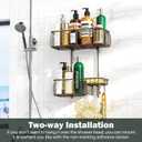 Epicano Shower Caddy Hanging, Anti-Swing Over Head Shower Caddy Rustproof with hooks for Towels, Sponge and more, Bronze