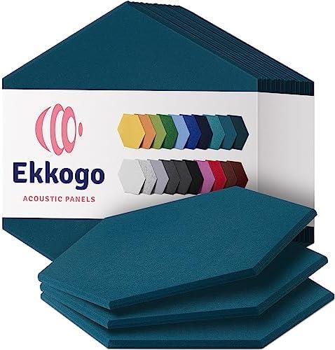 Ekkogo Acoustic Panels 12-Pack - 14"X12.1"X0.4" Sound Panels - High Density Sound Dampening - Ocean Turquoise Hexagon Ekkogo Acoustic Panels 12-Pack - 14"X12.1"X0.4" Sound Panels - High Density Sound Dampening - Ocean Turquoise Hexagon