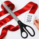 30 Inch Black Giant Scissors  Extra Large Ceremonial Cutting Tool with Red Ribbon for Grand Opening Event Supplies Decorations and Business Celebrations