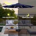 AckMizz 11FT Solar Umbrella Outdoor - Lighted Solar Patio Umbrella with 40 LED Lights Waterproof UV Protection, Table Umbrella with Tilt for Pool, Porch, Garden, Deck, Backyard - Navy Blue