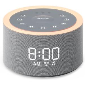 Dreamegg D1+ Sound Machine & Alarm Clock - Sound Machine for Sleep, White Noise Machine with 29 Soothing Sounds, Night Light, 0-100% Dimmable, White Noise Alarm Clock for Bedrooms Adults Baby (Grey)