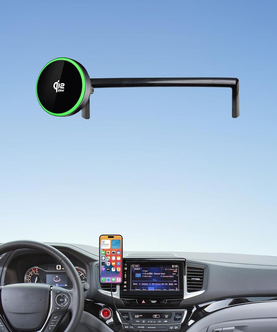 Qi2.2 Max 25W Fast Wireless Car Charger Phone Holder for Honda Pilot 2016-2020/Passport 2019-2020/Ridgeline 2017-2020 5/8-Inch Screen, Magnetic Phone Mount Compatible with MagSafe