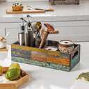 TIMRIS Farmhouse Distressed Wooden Storage Box, Rustic Bathroom Decor Box, Decorative Toilet Tank Basket Nice Butt, Solid Reclaimed Wood Organizer Box with Handles (Random)