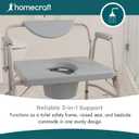 Homecraft Deluxe Bariatric Drop Arm Commode, 1000 lb Weight Capacity, Extra Wide Seat with Adjustable Height, Bedside or Over Toilet Use, Drop Arms for Easy Transfers, Includes Splash Guard & Bucket