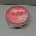 Pyrex Freshlock 4 Cup Round Food Storage Container: Glass Container with Lid, Oven & Microwave Safe, Clear/Red