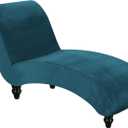 FantasDecor Chaise Lounge Slipcover Velvet Luxury for Living Room Indoor Stretch Ultra Soft Machine Washable, Deep Teal (No Armrests)