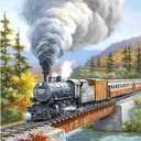 Acudotr Diamond Painting Kits for Adults, 5D DIY Diamond Art Kits for Beginners, Full Drill Diamond Painting Kits for Home Wall Decor, Running Train, 12x16 Inch