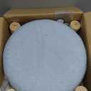 Wimarsbon Storage Ottoman, Modern Round Footrest with Soft Padded Seat, Teddy Velvet Footstool with Wood Legs, Accent Small Table or Plant Stand for Hallway, Living Room (Blue)