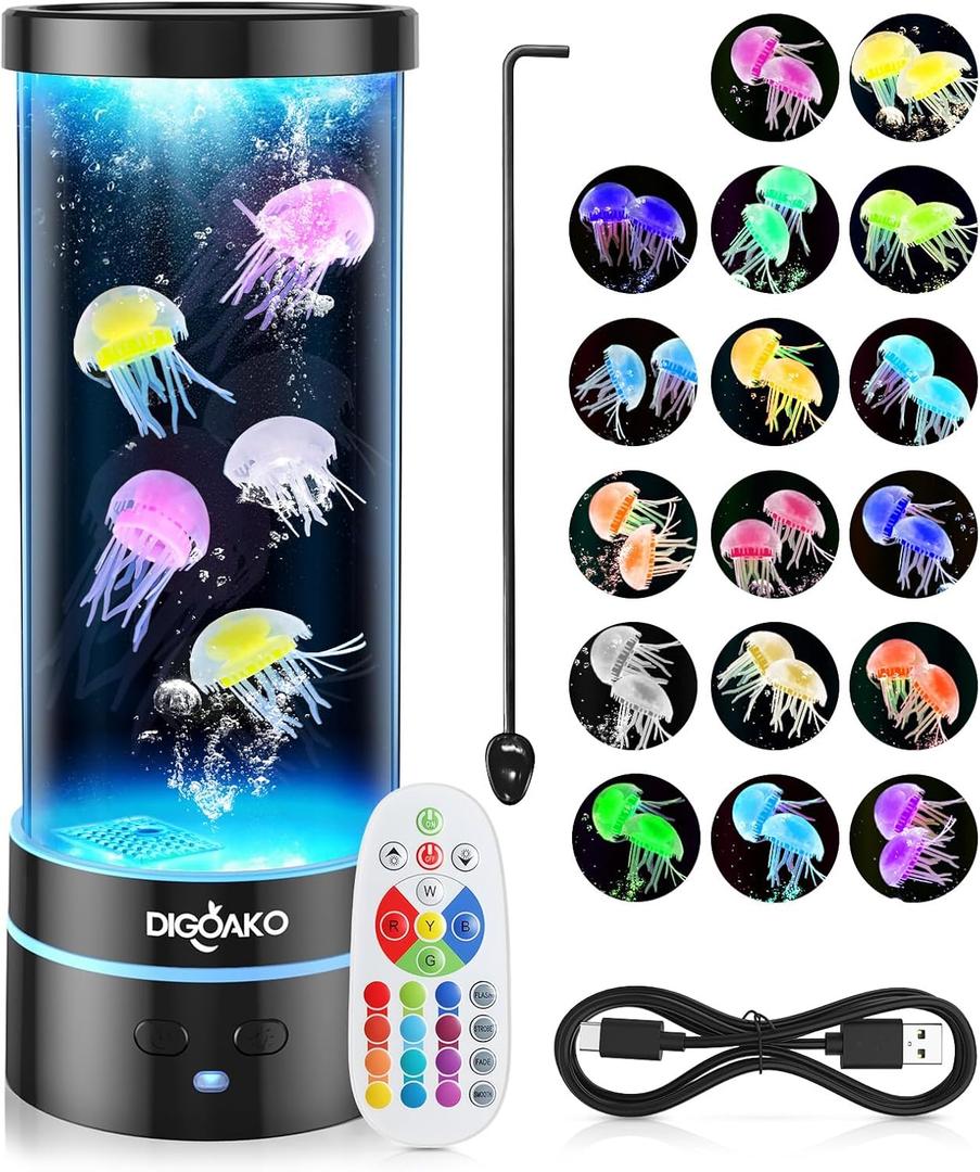 Jellyfish Lamp: LED Jellyfish Tank Lamp, 17 Color Changing Dimmable Aquarium Night Light for Home Office Decor Birthday Christmas Gifts for Adults Kids(LED Decorative)