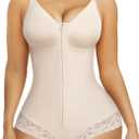 YIANNA Fajas Colombianas Moldeadoras Postpartum Tummy Control Shapewear for Women Full Body Shaper Girdles Compression Garment with Hooks Crotch, YA7508-Beige-M