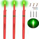 QualyQualy Catfish Fishing Bobbers, Weighted Catfish Pole Floats/LED Fsihing Bobber, 3PCS High Visibility Wood Pole Fishing Float, 10"-3Pcs