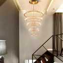 Dixun LED Big Crystal Chandeliers Modern 5 Rings Pendant Light Adjustable Ceiling Light for Bedroom Dinning Room Kitchen (Warm White)
