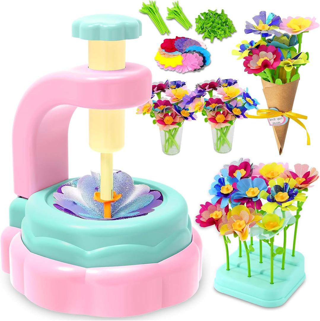 weirtoya Flower Bouquet Craft Kit, DIY Arts and Crafts for Kids 4-6-8, Girls Toys 4-6-8 Flower Making Activity Toy Set for Toddler and Kids, Birthday Gifts for 4 5 6 7 8 Year Old Girls（Purple)
