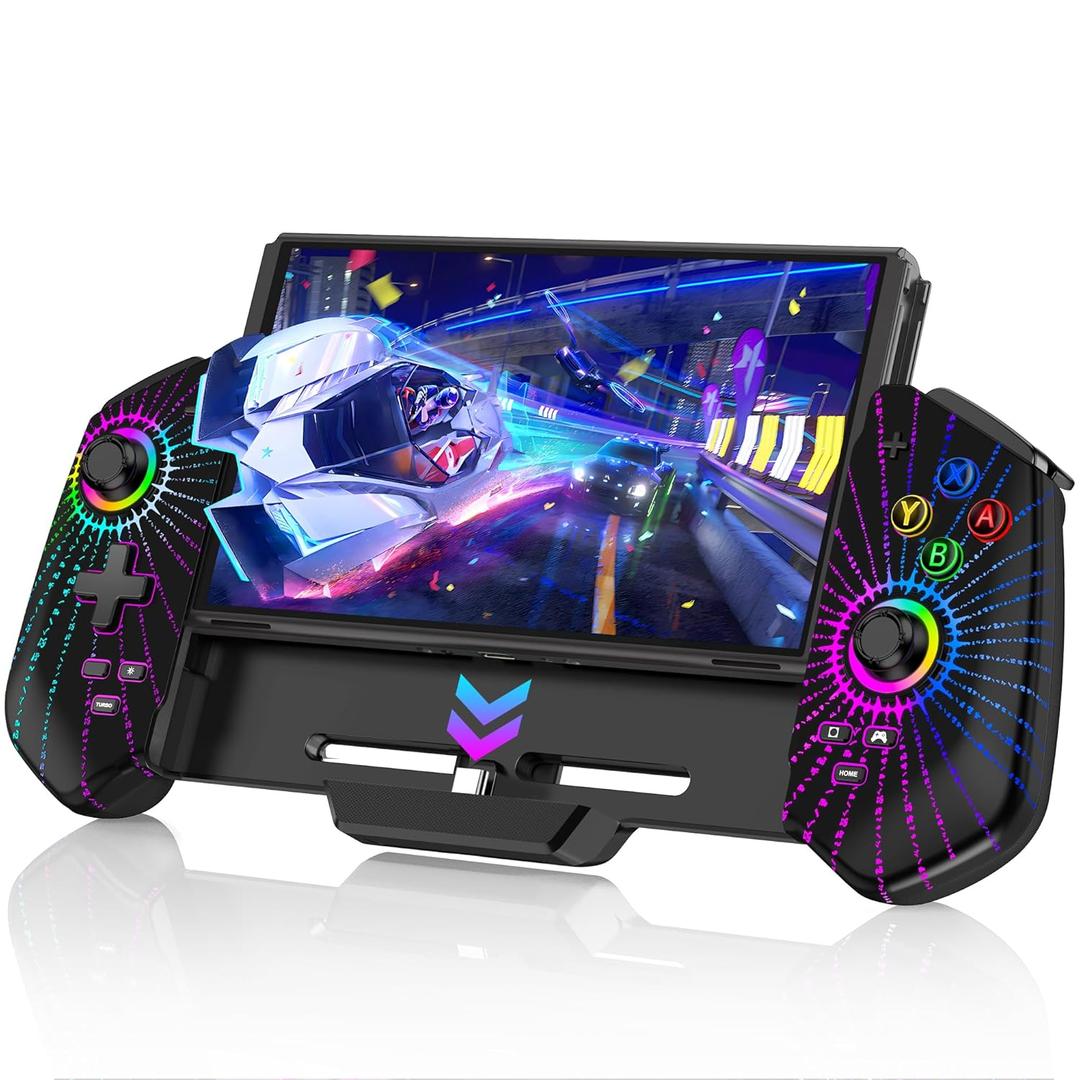 Switch Controller with Hall Joystick for Nintendo Switch/OLED, Wired Switch Pro Remote Controller with Turbo/4 Game Slot/Dual Motor, Handheld Joypad Replacement for Nintendo Switch Controller (Black Magical)