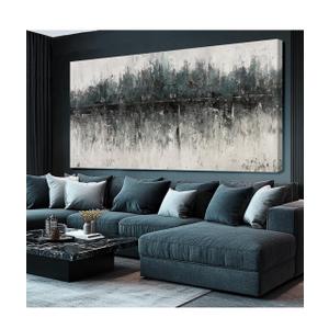 SDYA Abstract Wall Decorations for Living Room/Green and Grey Painting Artwork on Canvas/Master Bedroom Wall Decor/Posters for Room Men Office Dining Room 29"x 58", 29" x 58" - 1p
