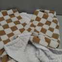 Soft Black and White Checkered Baby Blankets for Unisex Girls or Boys Breathable Gender Neutral Nursery Double Layer Blankets with Dotted Backing for Newborn Toddlers (Minky Brown)