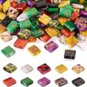 200Pcs Glass Seed Beads Rectangle Tila Beads 5mm 10 Colors 2 Hole Vintage Tile Square Loose Spacer Beads Charms Flat Back Cabochons for Jewelry Making