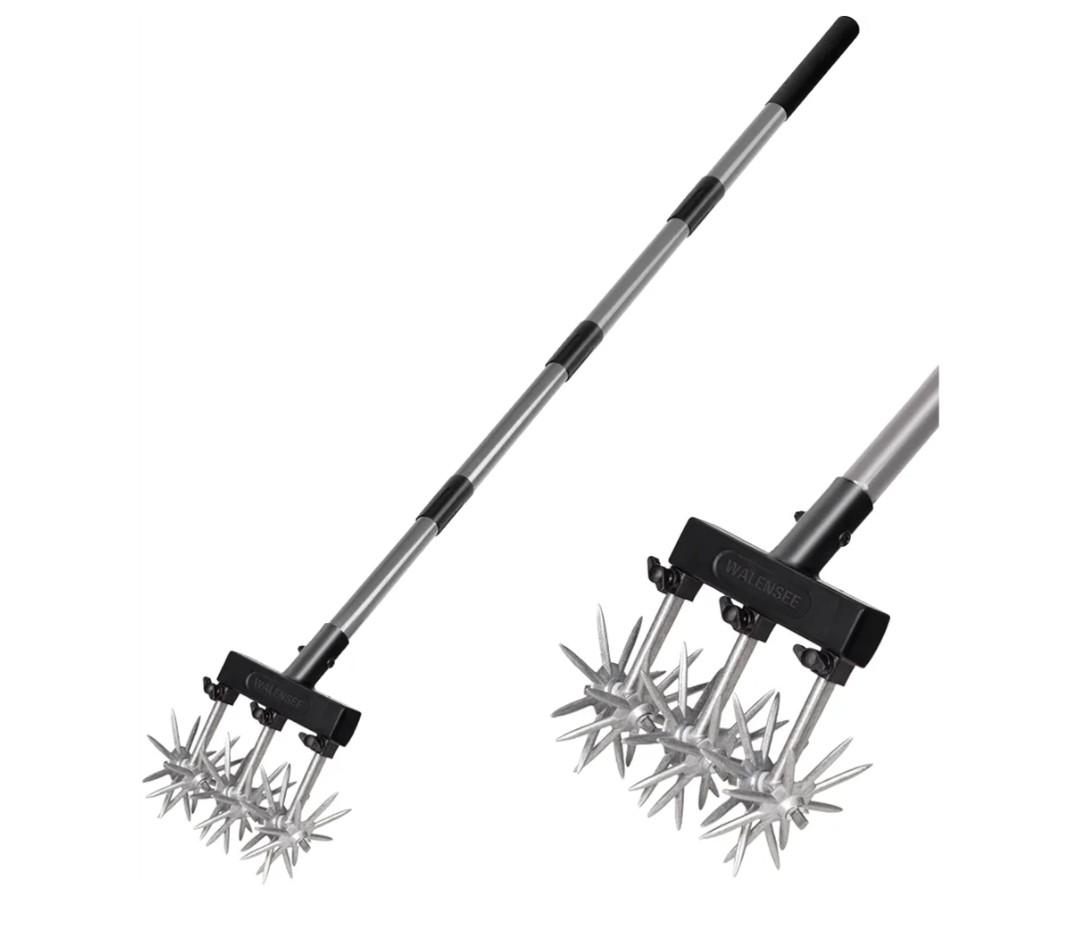 Walensee Rotary Cultivator Garden Tool, Adjustable Hand Tiller with Long Handle, Manual Soil Crusher for Breaking Up Clods, Seedbed Prep, Reseeding, Aerating Raised Beds, Garden, Yard & Lawn