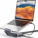 JSAUX Laptop USB C Docking Station, 10 in 1 USB C Magnetic Hub with Laptop Stand, 4K@60hz HDMI, 100W PD, USB A&C 3.0, 1000Mbps Ethernet, SD/TF, for HP/MacBook/Dell/Lenovo etc