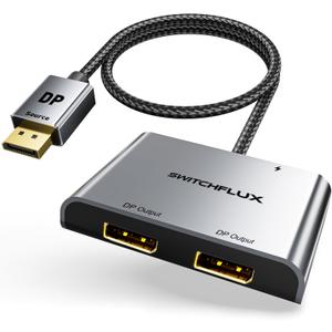 DisplayPort to Dual Display Port Adapter [4K@60Hz] DP Splitter 1 in 2 Out Extended Display MST DP to 2 DP Female for Dual Monitors Compatible with PC,Graphic Card,NVIDIA,AMD