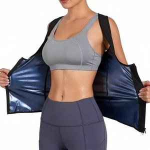 Sauna Sweat Vest for Women, Heat Trapping Tank Top Waist Trainer Body Shaper for Gym Workout Fitness with Zipper (Small-Medium, Blue)