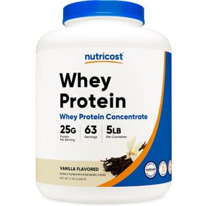 Nutricost Whey Protein Powder, Vanilla, 5 pounds - Whey Protein Concentrate, Exp 06/2028