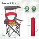 HIGH POINT SPORTS Camping Chairs with Shade, Heavy Duty Canopy Lounge Chair Sunshade Hiking Travel Chair with Cup Holder for Outdoor, Camping, Beach and Patio, Red