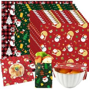 Ctosree 9 Pack Christmas Beeswax Wraps for Food 14.17" 11.42" 7.48" Reusable Beeswax Storage Wrap Bread Sandwich Wrapper for Christmas Kitchen Storage Bowl Covers