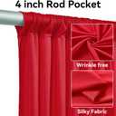 4 Panels 5x40ft Red Ceiling Drapes for Wedding Parties, Wrinkle Free Thick Polyester 40ft Extra Long Wedding Draping Red Ceiling Curtains Arch Drapery for Birthday Party Canopy Tent Decor, 240"W x 480"L