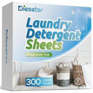 2 x Laundry Detergent Sheets 300 Loads Diesetsr Laundry Sheet ECO-friendly Travel Plastic-Free Washing Detergent Soap Sheets,Fragrance-Free (150 Count (Pack of 1))