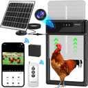 Automatic Chicken Coop Door with Camera, Battery Solar Powered, App Timer Remote Control, WiFi Monitor, LCD Large Screen, Aluminum Electric Chicken Coop Door with Anti-Pinch and Anti-Trap Sensor Drive