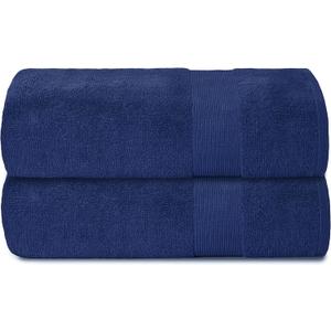 Belizzi Home Premium Cotton Oversized 2 Pack Bath Sheet 35x70-100% Pure Cotton - Ideal for Everyday use - Ultra Soft & Highly Absorbent - Machine Washable - Navy Blue