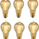 Warm Edison Incandescent Light Bulbs 75 Watt, Dimmable A19 Antique Vintage Oldfashioned E26 60+ Incandescent Light Bulbs (6 Pack)