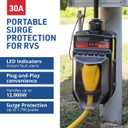 Progressive Industries EMS-PT30X Portable RV Surge Protector, Black, 30 Amp