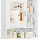 VECELO Bathroom Wall Cabinet with Mirror, Wall Mounted Medicine Cabinets with Door and 3 Open Shelves, Adjustable Shelf, 16.8 x 22.5 x 7.2 Inches, White