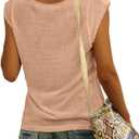 Langwyqu Womens Cap Sleeve Blouses T-Shirt Casual Loose Fit Basic Shirts Tank Tops (L)