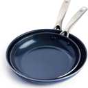 Blue Diamond 9.5 & 11" Frying Pan Skillet Set, Diamond Infused PFAS & PFOA-Free Ceramic Nonstick Pots & Pans, Durable Non Toxic Metal Utensil Safe & Scratch Resistant, Dishwasher & Oven Safe, Blue (9.5" and 11" Frypan Skillet Set)