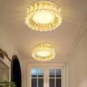 12 Inch Dimmable Crystal Chandelier Modern LED Flush Mount Ceiling Light Fixtures for Bedroom Hallway Staircase Gold