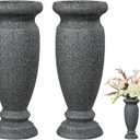 Cemetery Vase, Resin Grave Vase Memorial Flowers Vases for Home Tabletop, Artificial or Fresh Flowers, Cemetery Grave Headstone Decorations (2Pcs, Grey), No Draining Holes